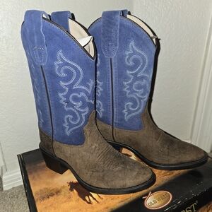 Blue and Brown Western Cowboy Boots